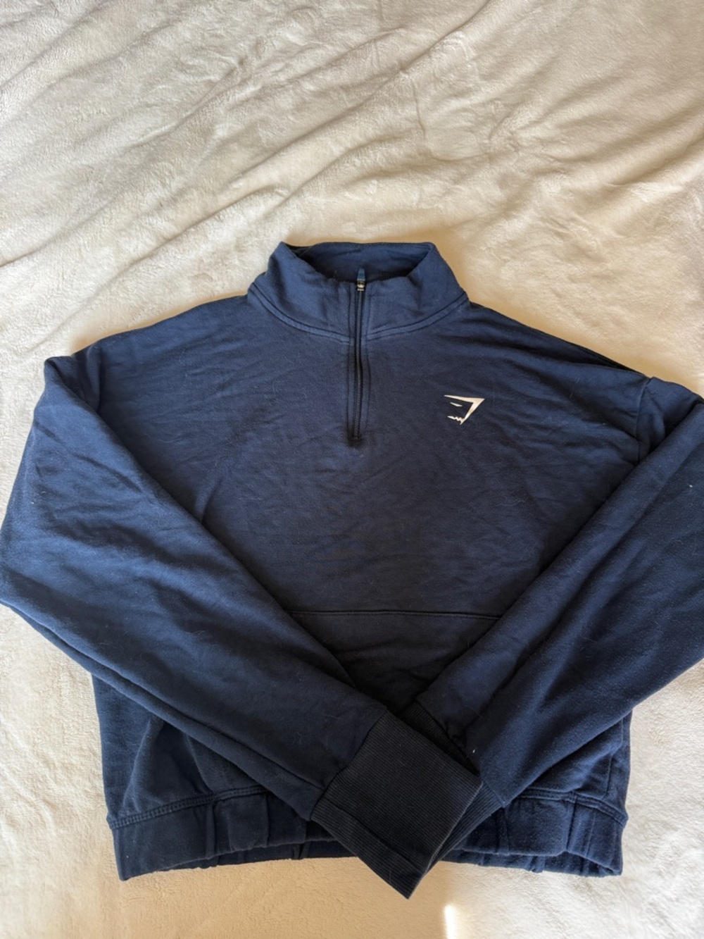 Gymshark Navy Cropped Quarter-Zip Pullover